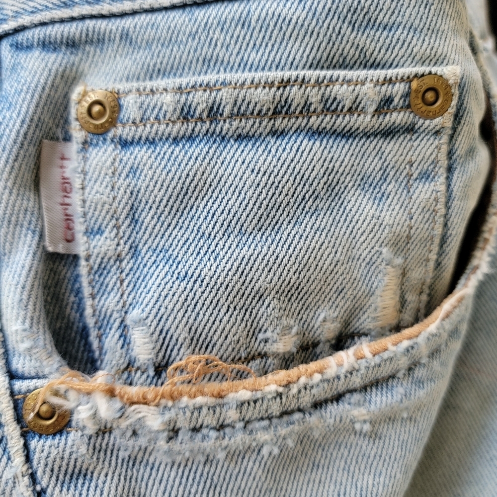 Carhartt Light Wash Vintage 90's Denim Jeans Destructed 44 X 30 - Picture 14 of 16